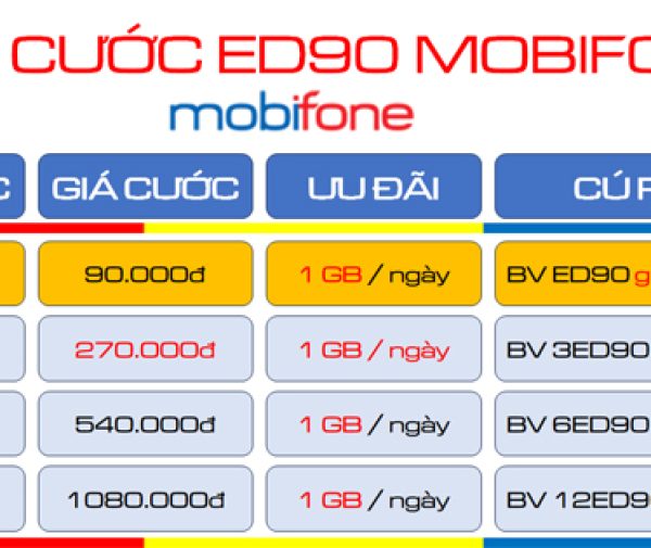 Đăng ký gói cước ED90 MobiFone chỉ với 90.000đ có ngay 30GB Data tốc độ cao